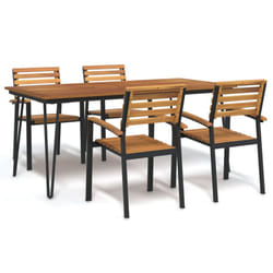 vidaXL Garden Dining Set Table and Chairs Solid Wood Acacia and Metal - 180 cm table length/ 4 piece