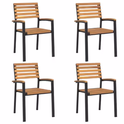vidaXL Garden Dining Set Table and Chairs Solid Wood Acacia and Metal - 180 cm table length/ 4 piece
