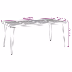 vidaXL Garden Dining Set Table and Chairs Solid Wood Acacia and Metal - 180 cm table length/ 6 piece - Additional view 3