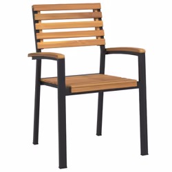 vidaXL Stackable Chairs Stacking Dining Chair Lounge Chairs Solid Wood Acacia - 6 pcs - Additional view 2