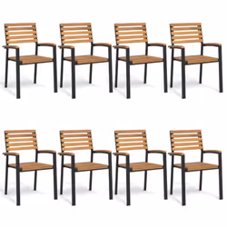 vidaXL Stackable Garden Chairs Armchair 8 pcs Solid Wood Acacia and Metal
