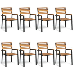 vidaXL Stackable Garden Chairs Armchair 8 pcs Solid Wood Acacia and Metal