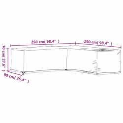 vidaXL L-Shaped Garden Furniture Covers Outdoor Furniture Cover 16 Eyelets - 250 x 250 x 70 cm/ 2 pcs