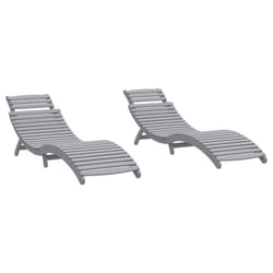 vidaXL Sun Loungers 2 pcs Sun Bed Day Bed Lounge Bed Grey Solid Wood Acacia
