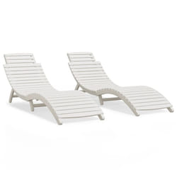 vidaXL Sun Lounger Recliner Outdoor Chair Wooden Sunbed Solid Wood Acacia - 2 sunloungers
