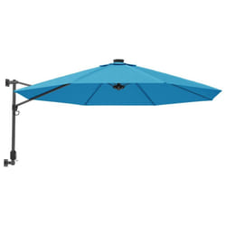 vidaXL Wall-mounted Parasol Umbrella Garden Sun Shade Sun Shelter with LEDs - blue