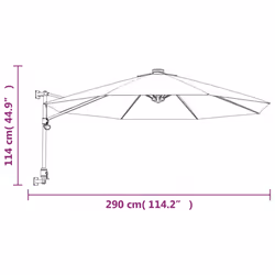 vidaXL Wall-mounted Parasol Umbrella Garden Sun Shade Sun Shelter with LEDs - blue