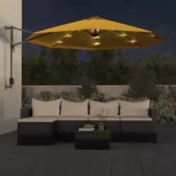 vidaXL Wall-mounted Parasol Umbrella Garden Sun Shade Sun Shelter with LEDs - yellow