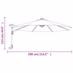vidaXL Wall-mounted Parasol Umbrella Garden Sun Shade Sun Shelter with LEDs - yellow