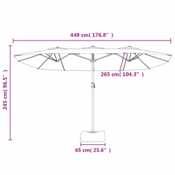 vidaXL Double-Head Parasol Garden Umbrella Patio Sun Shade Outdoor Umbrella - white - Additional view 3
