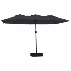 vidaXL Double-Head Parasol Garden Umbrella Patio Sun Shade Outdoor Umbrella - black
