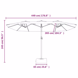 vidaXL Double-Head Garden Parasol with LEDs Canopy Outdoor Umbrella Sand White