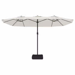 vidaXL Double-Head Garden Parasol with LEDs Canopy Outdoor Umbrella Sand White - Additional view 4