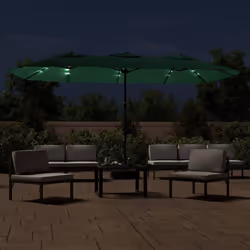 vidaXL Double-Head Parasol Garden Umbrella with LEDs Sun Umbrella Anthracite - green - Additional view 2