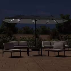 vidaXL Double-Head Parasol Garden Umbrella with LEDs Sun Umbrella Anthracite - anthracite - Additional view 2