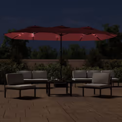 vidaXL Double-Head Garden Parasol with LEDs Sunshade Outdoor Umbrella Black - red - Additional view 2