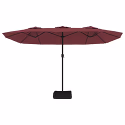vidaXL Double-Head Garden Parasol with LEDs Sunshade Outdoor Umbrella Black - red - Additional view 4