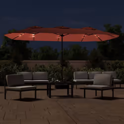 vidaXL Double-Head Parasol Garden Umbrella with LEDs Sun Umbrella Anthracite - terracotta - Additional view 2