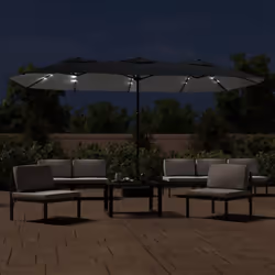 vidaXL Double-Head Garden Parasol with LEDs Sunshade Outdoor Umbrella Black - black - Additional view 2