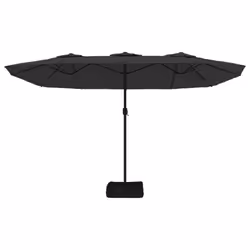 vidaXL Double-Head Garden Parasol with LEDs Sunshade Outdoor Umbrella Black - black - Additional view 4