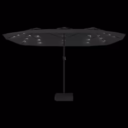 vidaXL Double-Head Garden Parasol with LEDs Sunshade Outdoor Umbrella Black - black - Additional view 5