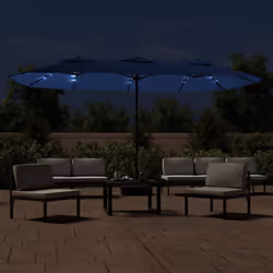 vidaXL Double-Head Parasol Garden Umbrella with LEDs Sun Umbrella Anthracite - blue - Additional view 2