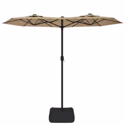 vidaXL Double-Head Parasol Garden Umbrella Outdoor Sun Shading Pool Umbrella - taupe
