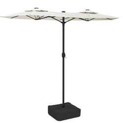 vidaXL Double-Head Parasol Garden Umbrella with LEDs Outdoor Sun Umbrella - white