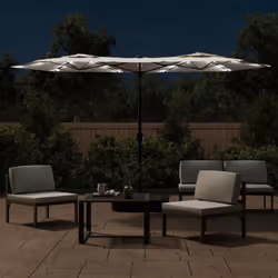 vidaXL Double-Head Parasol Garden Umbrella with LEDs Outdoor Sun Umbrella - white