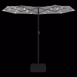 vidaXL Double-Head Parasol Garden Umbrella with LEDs Outdoor Sun Umbrella - white - Additional view 5