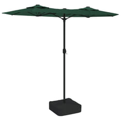 vidaXL Double-Head Parasol Garden Umbrella with LEDs Outdoor Sun Umbrella - green