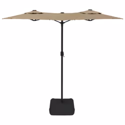 vidaXL Double-Head Parasol Garden Umbrella with LEDs Outdoor Sun Umbrella - taupe - Additional view 4