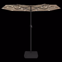 vidaXL Double-Head Parasol Garden Umbrella with LEDs Outdoor Sun Umbrella - taupe - Additional view 5
