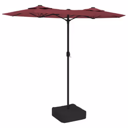 vidaXL Double-Head Parasol Garden Umbrella with LEDs Outdoor Sun Umbrella - red
