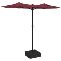 vidaXL Double-Head Parasol Garden Umbrella with LEDs Outdoor Sun Umbrella - red