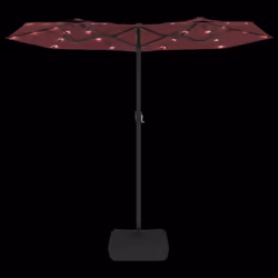 vidaXL Double-Head Parasol Garden Umbrella with LEDs Outdoor Sun Umbrella - red - Additional view 5
