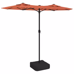 vidaXL Double-Head Parasol Garden Umbrella with LEDs Outdoor Sun Umbrella - terracotta