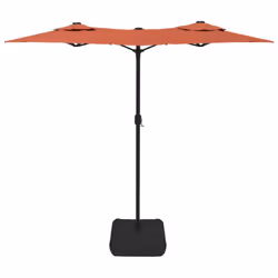 vidaXL Double-Head Parasol Garden Umbrella with LEDs Outdoor Sun Umbrella - terracotta - Additional view 4