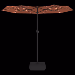 vidaXL Double-Head Parasol Garden Umbrella with LEDs Outdoor Sun Umbrella - terracotta - Additional view 5