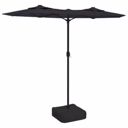 vidaXL Double-Head Parasol Garden Umbrella with LEDs Outdoor Sun Umbrella - black