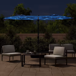 vidaXL Double-Head Parasol Garden Umbrella with LEDs Outdoor Sun Umbrella - blue - Additional view 2