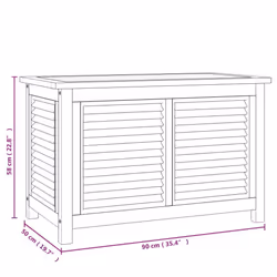 vidaXL Garden Storage Box Outdoor Storage Box Chest with Bag Solid Wood Teak - 90 x 50 x 58 cm - Additional view 3