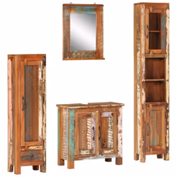 vidaXL Bathroom Furniture Set Vanity Unit Cabinet 4 Piece Solid Wood Reclaimed