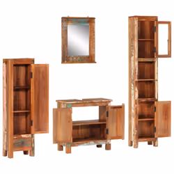 vidaXL Bathroom Furniture Set Vanity Unit Cabinet 4 Piece Solid Wood Reclaimed