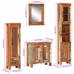 vidaXL Bathroom Furniture Set Vanity Unit Cabinet 4 Piece Solid Wood Reclaimed