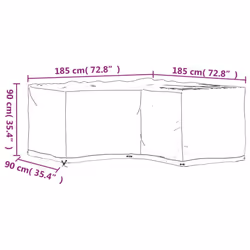 vidaXL L-Shaped Garden Furniture Covers Outdoor Furniture Cover 16 Eyelets - 185 x 185 x 90 cm/ 1 pcs