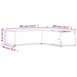 vidaXL L-Shaped Garden Furniture Covers Outdoor Furniture Cover 16 Eyelets - 285 x 285 x 70 cm/ 1 pcs