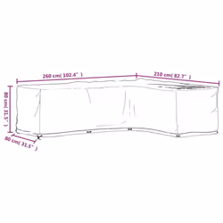 vidaXL L-Shaped Garden Furniture Covers Outdoor Furniture Cover 16 Eyelets - 260 x 210 x 80 cm/ 1 pcs
