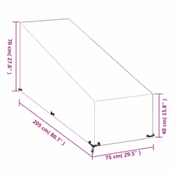 vidaXL Sunlounger Cover Outdoor Furniture Cover Patio 12 Eyelets Polyethylene - 205 x 75 x 40/70 cm/ 1 pcs - Additional view 9