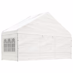 vidaXL Gazebo Part Tent with Roof Pavilion Outdoor Marquee White Polyethylene - 6.69 x 5.88 x 3.75 m